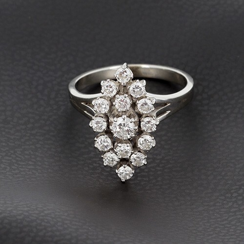 Bague marquise blanc 750 - or,
