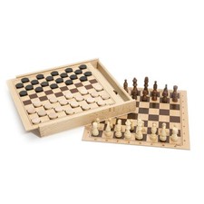 [8133] JEUJURA Jeux de dames et d'echecs - coffret en bois