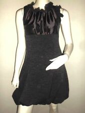 ROBE MI-LONGUE COUPE TULIPE FEMME BI-MATIERE GRIS ANTHRACITE/NOIR T:38