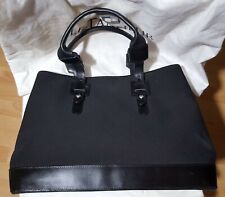 Sac à main LE TANNEUR Toile et Cuir Noir - Porté main ou coude.