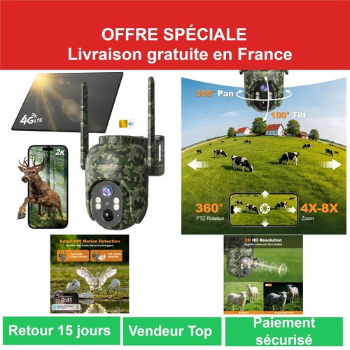 Caméra chasse solaire 4g - caméra, de
