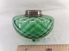 ancien réservoir ou toupie en verre vert de lampe à pétrole Ø 14 cm (DH27)