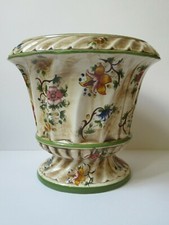  Cache-pot en faïence de Capodimonte , décor de fleurs , Italie , XXème siècle