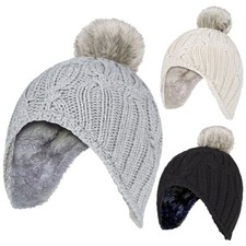 Heat Holders - Fille Bonnet Hiver Pompon Fourrure | Enfants Chaud Tricot Chapeau