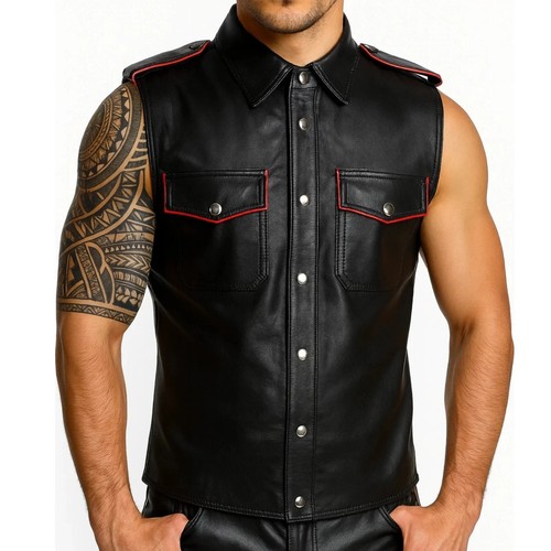 Chemise cuir motard - en, noir