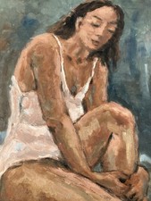 Belle peinture huile carton - huile,