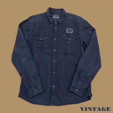 Chemise En Jean Slim Fit Patch Vintage Y2K Angelo Litrico Bleu Marine Moyen