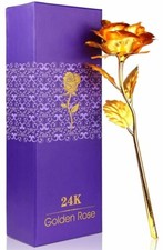 Rose Éternelle Plaqué Or Fleurs Artificielles et Pétales Séchées Cadeaux de Noël