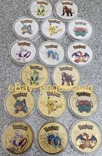 Pokemon X16 Pikachu Argent Et Or Pièce De Collection Carte Souvenir Rare Pokemon