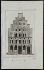 1845 - Maison médiévale du XIIe siècle à Cologne - Gravure ancienne
