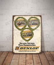 Plaque métal vintage Dunlop Décoration publicité affiche déco moto course