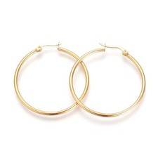 1 PAIRE CREOLES DORE 50mm BOUCLES D'OREILLES ACIER INOXYDABLE HYPOALLERGENIQUE
