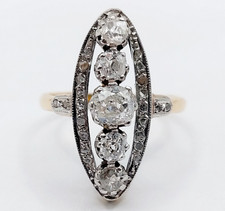 Bague marquise antique or 18k diamant tailles anciennes (circa 1900)