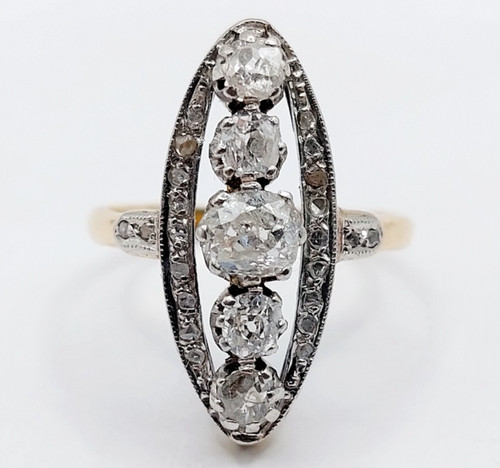 Bague marquise antique 18k - or,