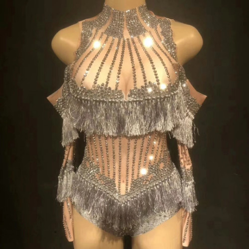 Rhinestone women bodysuit - rhinestone,