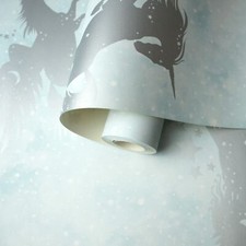 Silhouettes De Licornes Sur Fond Étoilé Teal/Argent Pour Enfants 90950