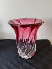 VAL SAINT LAMBERT Vase  en cristal .  teinte dégradée .signé