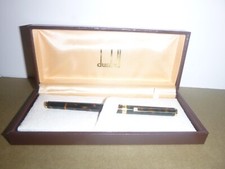 DUNHILL Stylo Plume  Laque Marron Ecaille  Plume  Or 18 K