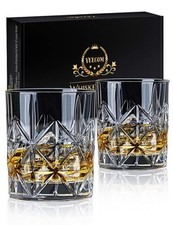 Verre Whisky 2 Set Verre à Whisky Cristal de 300ml Verre Rhum Sans Plomb Verr...