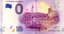 24 LA ROQUE-GAGEAC Village et gabarre, 2019, Billet Euro Souvenir