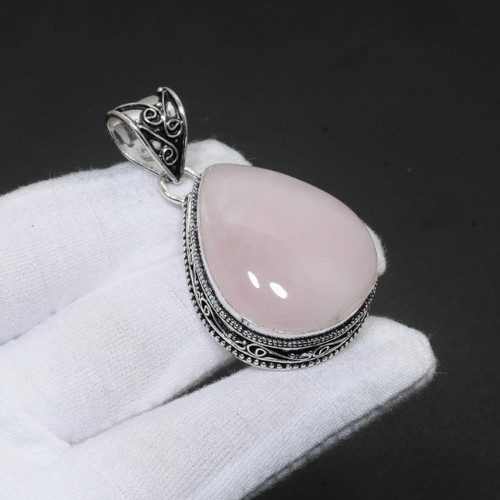 Rose quartz poire - rose, fait