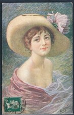 Y179 Sainte CATHERINE a/s MEIER BEAUTIFUL LADY WOMAN Large HAT NECKLINE GLAMOUR
