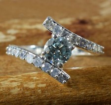 Bleu Diamant Solitaire 1.18 Carat Rond Coupe Certifié Femme Bague Bonne Chance