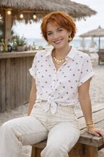 Chemise femme blanche motif