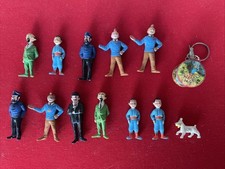 Lot 12 figurines Tintin Esso Belvision de l'île aux requins + Brochet