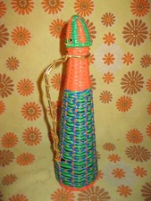 Vintage 60s Ancienne BOUTEILLE FIL SCOUBIDOU 50cl pour Eau de Vie Huile Vinaigre