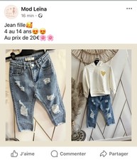 Jean large à troue fille