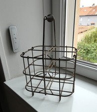 Ancien porte bouteilles panier casier métal. Vintage Déco Collection Authentique