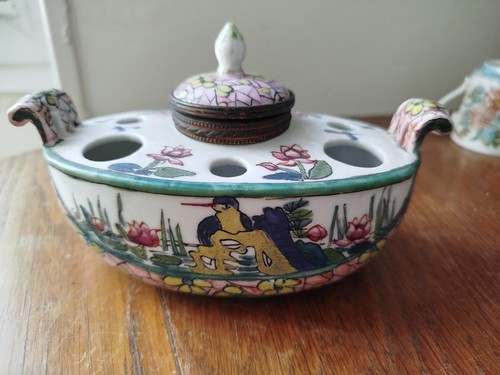 Encrier ancien polychrome - encrier,