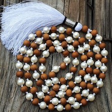 Mala perle en bois de santal, collier de perles en bois de santal, 108 perles...
