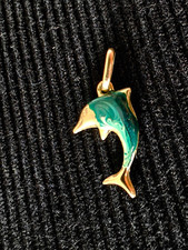 Pendentif DAUPHIN Or jaune 18 Carats 2 cm recto verso