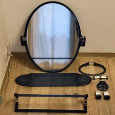 Miroir pivotant ovale + accessoires salle de bain vintage plexi bleu Allibert