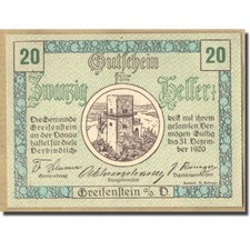 [#661632] Billet, Autriche, Greifenstein N.Ö. Commune, 20 Heller, textes, 