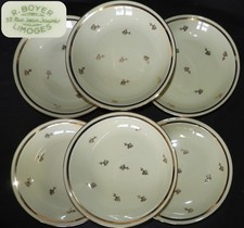 Porcelaine BOYER Limoges - Lot x6 assiettes creuses (dorures abondantes)