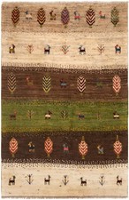 Gabbeh Tapis Persan Moderne 128x85 Cm, Orient, Beige