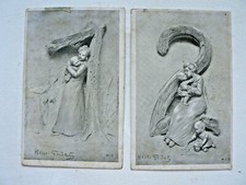 CPA voyagé 2 Henri Godet Chiffre Stylisé Maternité Art Nouveau 1906