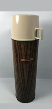 Vtg Thermos Wood Grain Vacuum Bottle King Seeley Norwich Conn. USA 13.5” Tall