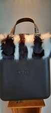 Valeur 225 € NEUF ! O BAG Sac épaule ou main noir + fourrure blanc noir + anses