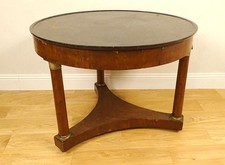 Guéridon table tripode acajou marbre noir colonnes bronze Ier Empire XIXème