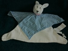 doudou plat lapin blanc  carreaux bleu Fabler Kanin Ikea Etat neuf