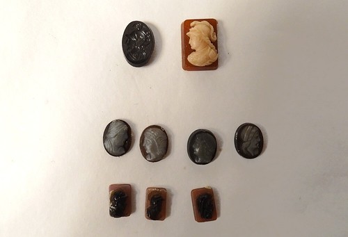 Lot camées anciens agate - 9,