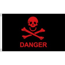 DRAPEAU PIRATE DANGER 150x90cm - DRAPEAU CORSAIRE 90 x 150 cm - DRAPEAUX - Neuf