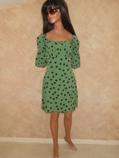 Shein Esprit Pin Up   Robe Verte  Pois Noirs  Originale     T  L 40