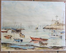 Entrée du Port d' ARCACHON Aquarelle signée J. ROZIER