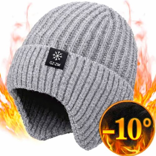 Bonnet gris homme chaud hiver - bonnet,