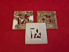 3 dessous de plat carreaux en céramique grès émaillé signé